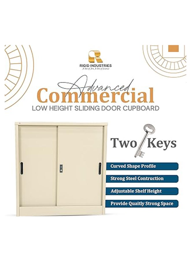 RIGID Steel Curved Sliding Doors Low hight Office Cupboard Beige 94x90x45.5cm  - Image 4