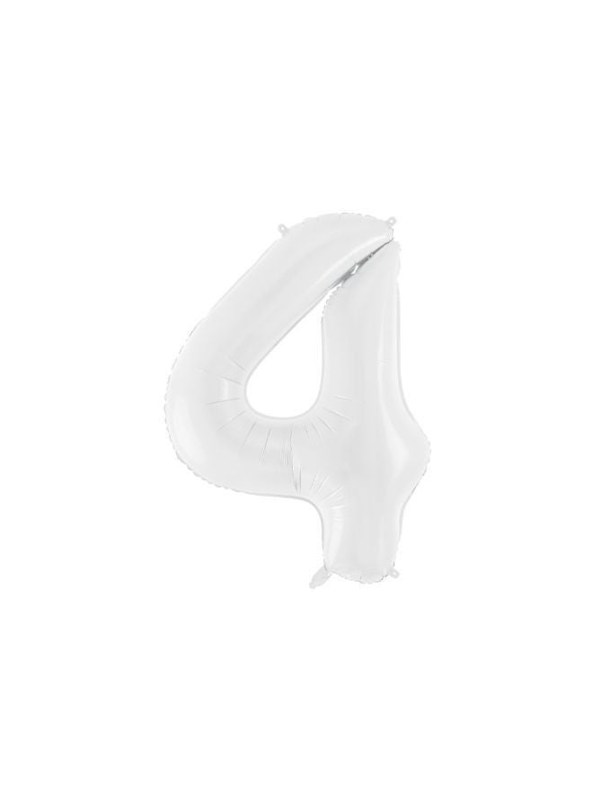 PartyDeco Foil balloon Number ''4'', 86 cm, white  - Image 1