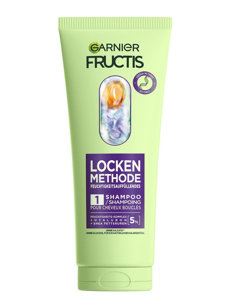 Garnier Moisturising Shampoo for All Types of Curls, Instantly Tamed Curls, With 5% Hyaluronic and Shea Fatty Acids, Vegan, Silicone-Free, Fructis Curls Method, 1 x 200 ml
