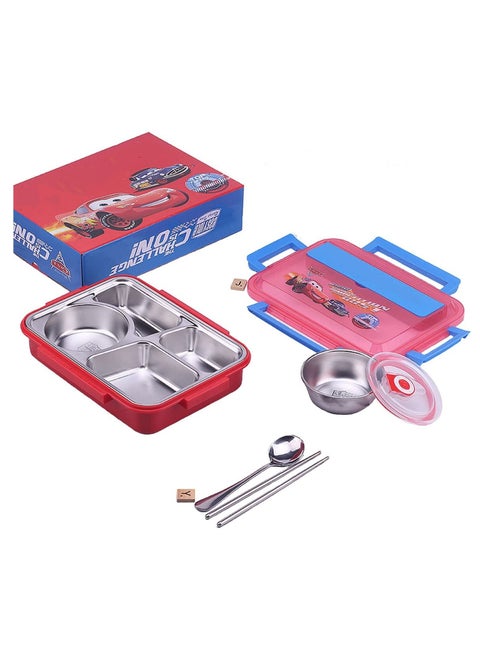 Kids Lunch Box with Tableware,1100ml 4 compartment Insulated Lunch Box for Children