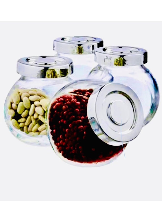 4 Glass Jars For Spices, Dry Fruits Upright Or Diagonal Standing (130Ml) 425.3 X 9 X 8.2 Cm - Image 1