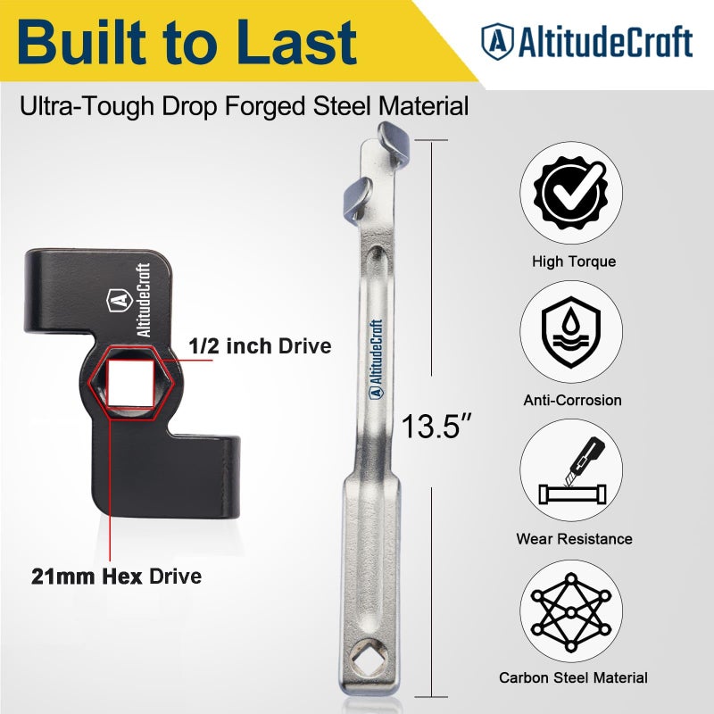 AltitudeCraft Wrench Extender & Wrench Extender Tool Bar Set, 1/2" Drive & 13.5" Wrench Extension, Extension Wrench - Image 4