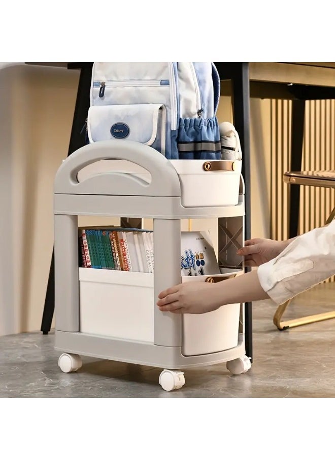 POMO - Children's Simple Storage Rack Kitchen Floor-standing Storage Rack Schoolbag Trolley Movable Multi-layer Desktop Home Shelf - Image 1