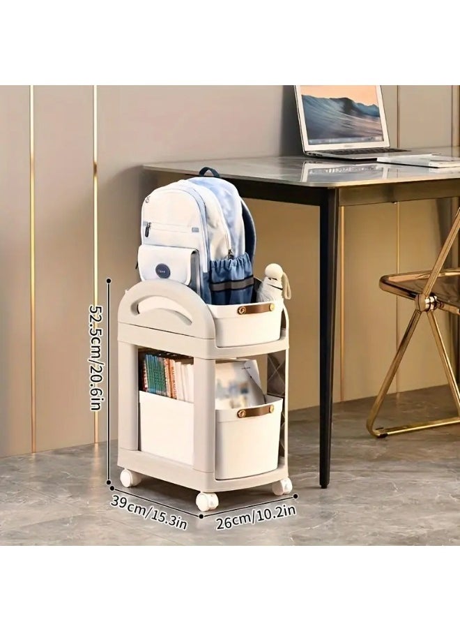 POMO - Children's Simple Storage Rack Kitchen Floor-standing Storage Rack Schoolbag Trolley Movable Multi-layer Desktop Home Shelf - Image 1