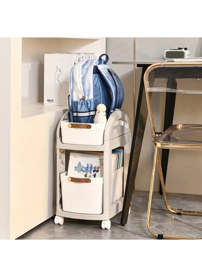 POMO - Children's Simple Storage Rack Kitchen Floor-standing Storage Rack Schoolbag Trolley Movable Multi-layer Desktop Home Shelf - Image 1