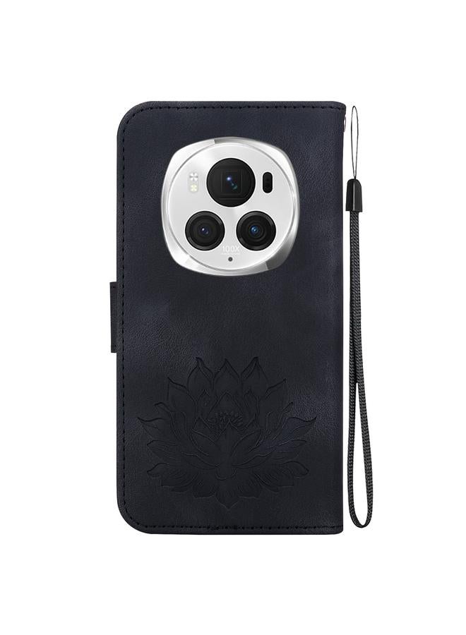 جرين تايجر جراب هاتف Honor Magic6 Pro من الجلد المنقوش بنقشة لوتس - Image 3