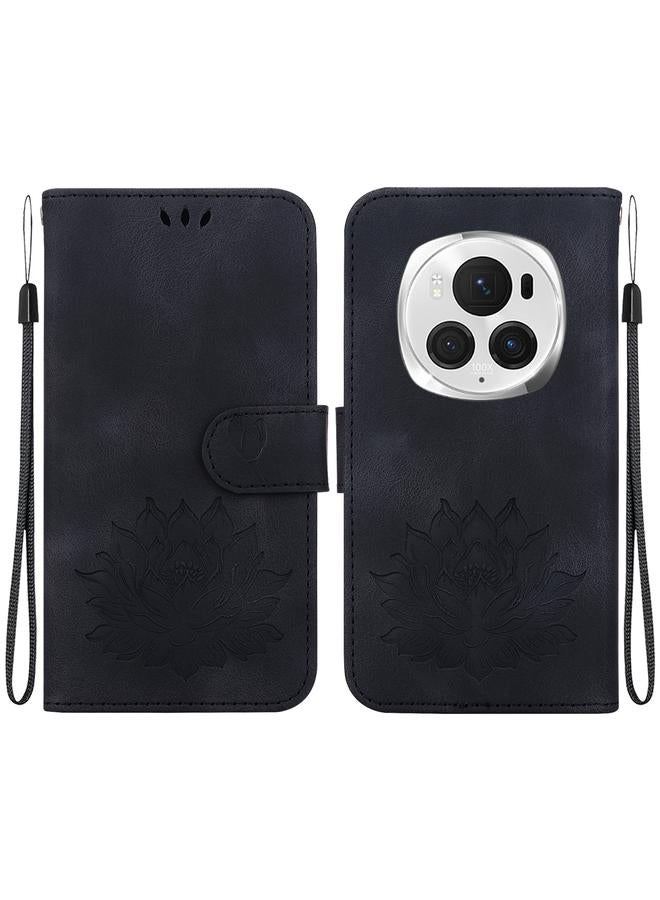 جرين تايجر جراب هاتف Honor Magic6 Pro من الجلد المنقوش بنقشة لوتس - Image 1