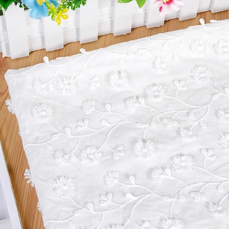 Y&D Han Dynasty Women's Skirt Inspired Table Runner – Full-Width Home Decor Fabric with Stereo Flower Embossing and Embroidered Knitted Design - Image 2