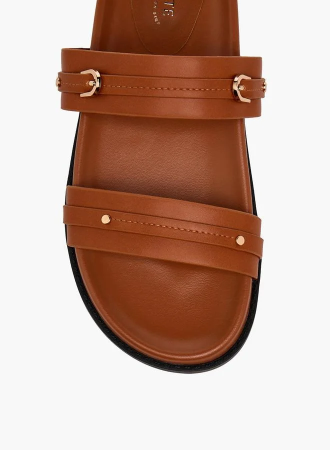 Celeste BROWN Women Buckle Detail Flat Sandals for Women | Best Price UAE