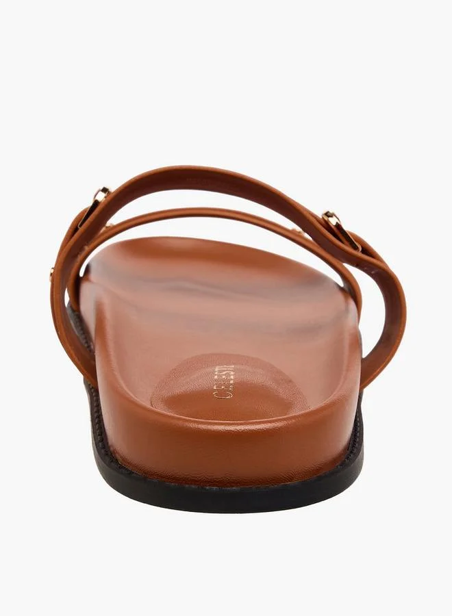 Celeste BROWN Women Buckle Detail Flat Sandals for Women | Best Price UAE