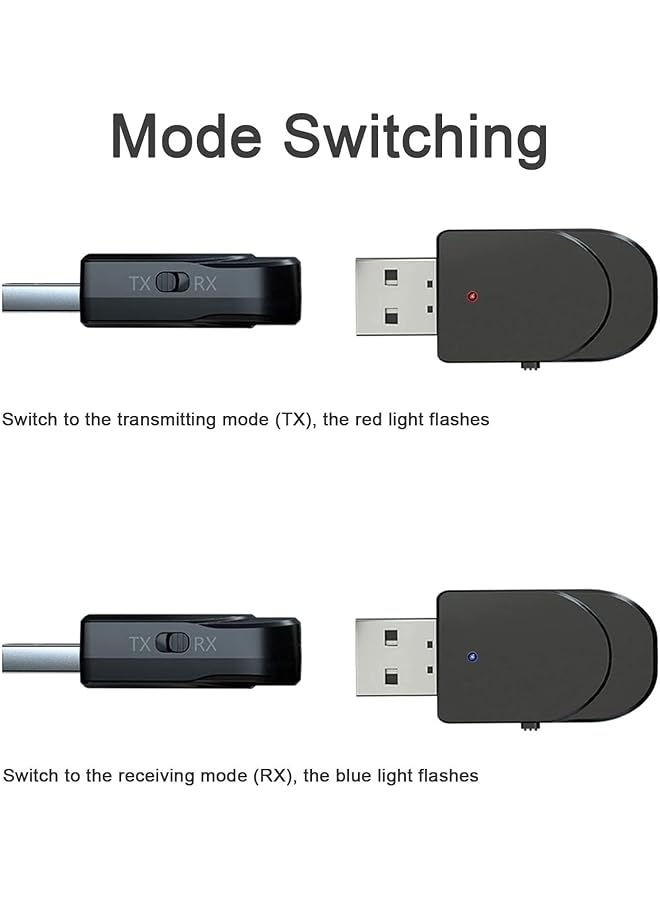 Excefore Bluetooth 5.0 Adapter, Usb To Bluetooth Receiver For Pc/Tv/Car, Aux Converter, Plug And Play Audio Transmitter, Usb Connectivity - Image 4