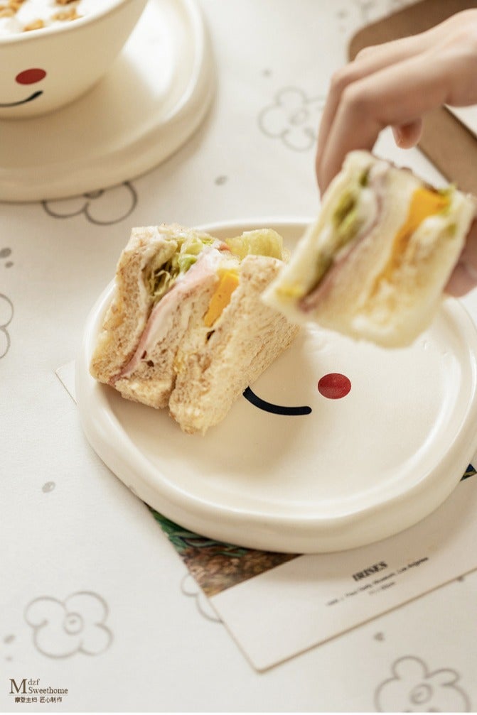 هومستر مجموعة فنجان قهوة سيراميك بوجه مبتسم وطبق – أناقة وبهجة لقهوتك اليومية - Image 5