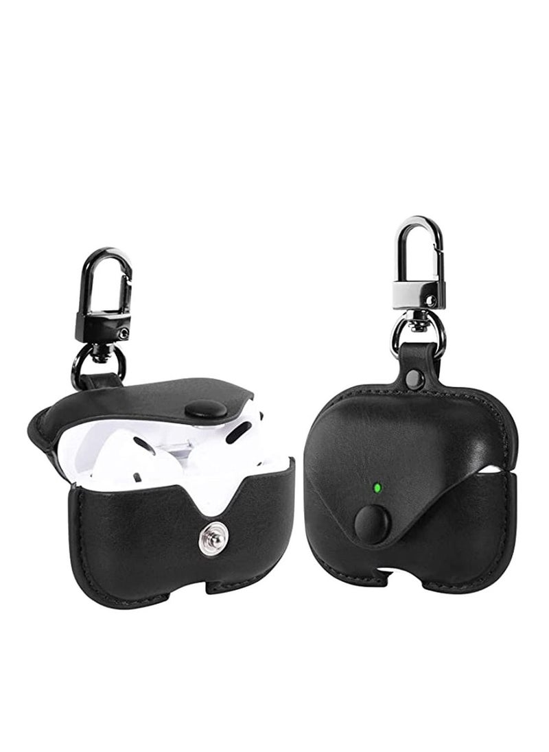 Generic Genuine Leather Case Compatible with AirPods Pro Case, Protective Cover for Apple AirPods pro Case Headphones EarPods, Soft Leather Cover with Keychain Hook  - Image 3