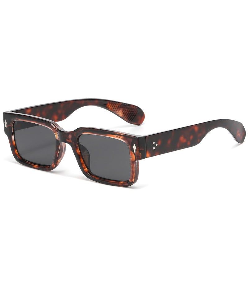 EYLRIM Square Frame Sunglasses for Women Men Trendy Chunky Rectangle Sun Glasses Black Shades UV400 Protection(A14 Tortoise/Grey) - Image 1