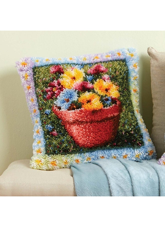 Loquat DIY Latch Hook Kits Throw Pillow Cover Cute Cushion Cover Pillowcase Embroidery DIY Kit Crochet Needlework Crafts for Kids and Adults  - Image 1
