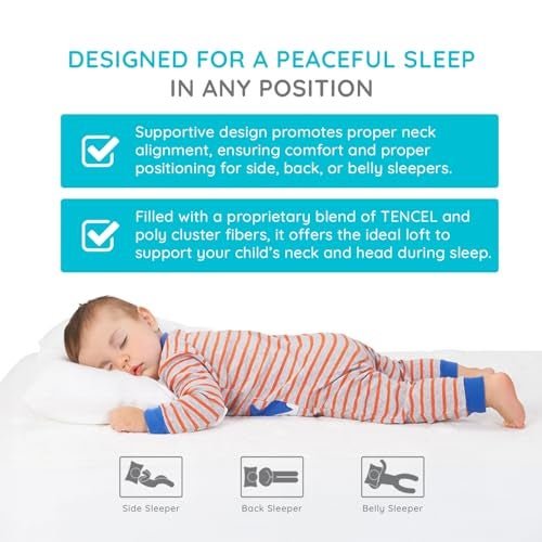 PUREgrace Tencel Toddler Pillow and Pillowcase Set – Organic Cotton Shell, Washable and Soft for Kids Ages 2-5, Perfect Size for Travel (14” x 19”) - Image 5