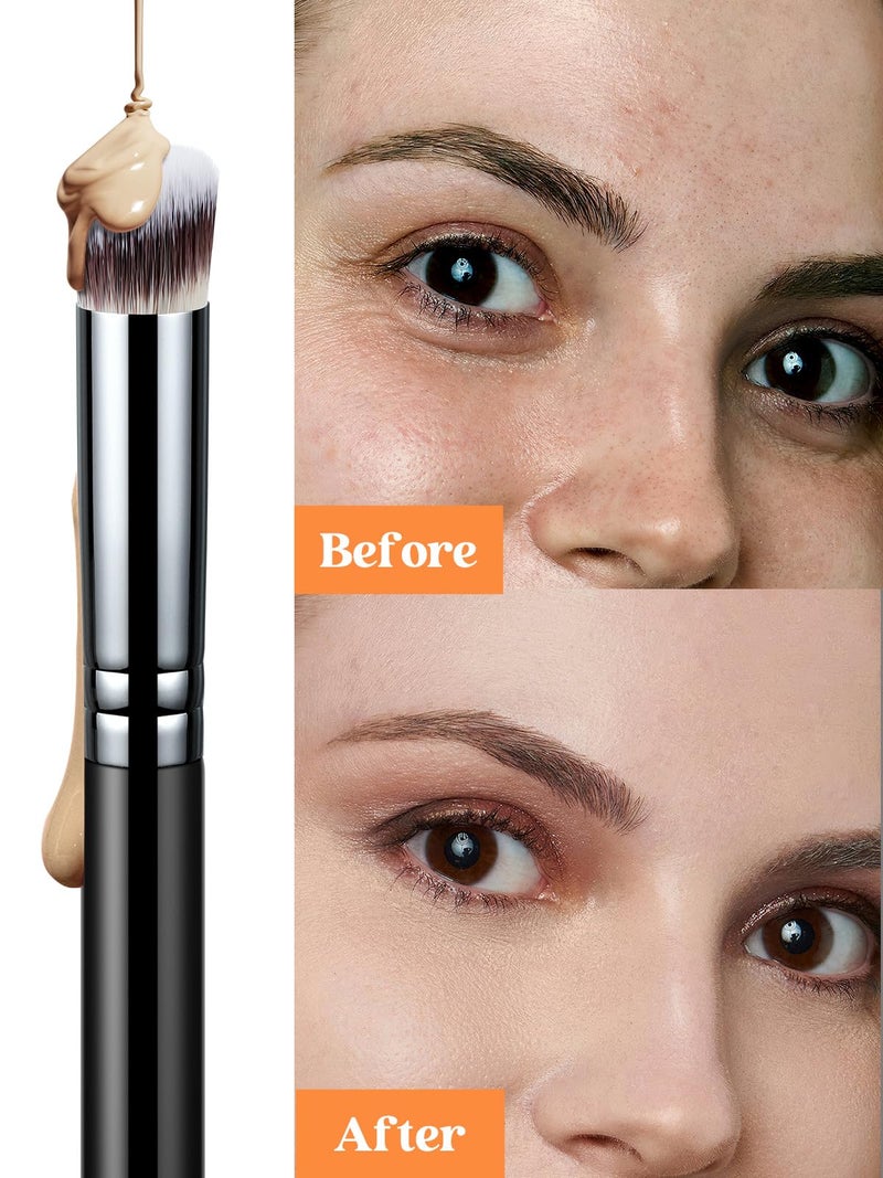 EIGSHOW Concealer Brush Under Eye, Small Angled Nose Contour Brushes for Concealing Blending Setting Buffing with Foundation Liquid Cream (E873) - Image 4