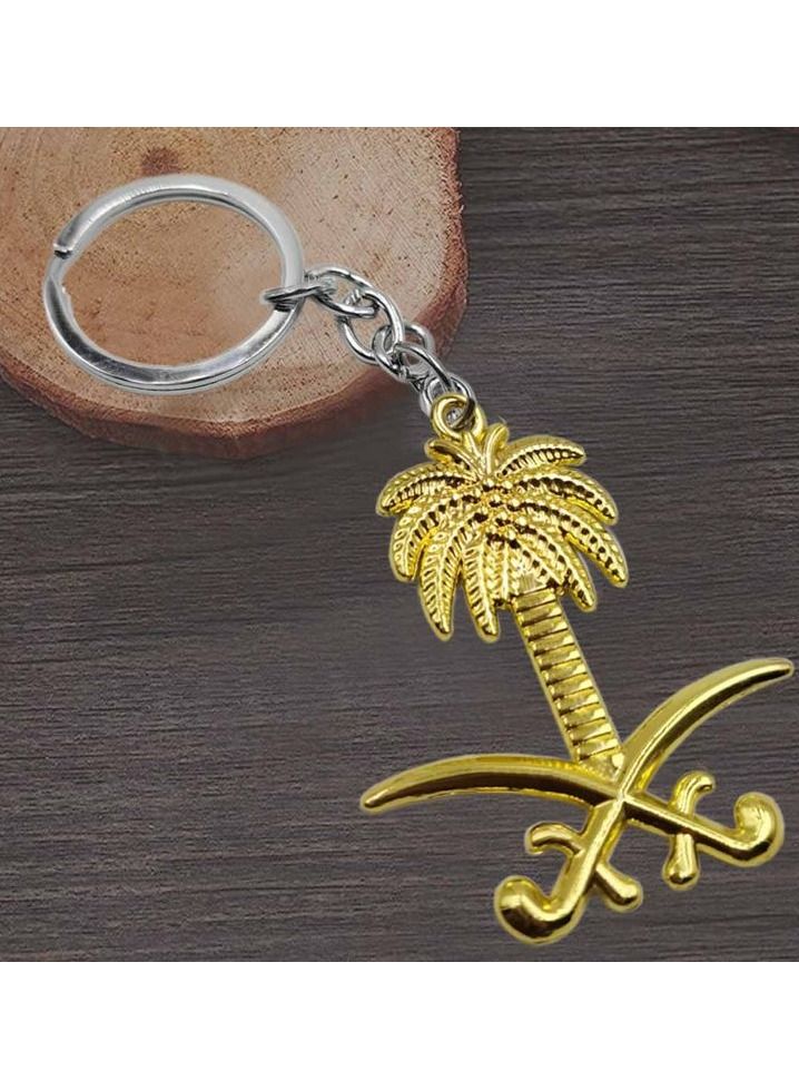 ميدالية مفاتيح سيارة قطعة واحدة، سلسلة مفاتيح بشعار المملكة العربية السعودية، ميدالية مفاتيح معدنية مزخرفة بشعار المملكة العربية السعودية - Image 2