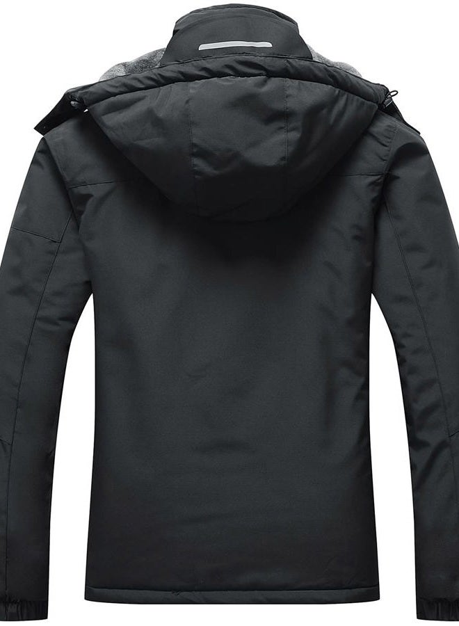 SUOKENI Women's Waterproof Warm Winter Snow Coat Hooded Raincoat Ski Snowboarding Jacket, Black, L - Image 2