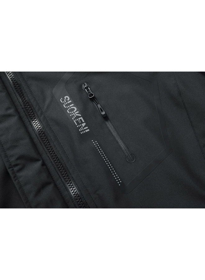 SUOKENI Women's Waterproof Warm Winter Snow Coat Hooded Raincoat Ski Snowboarding Jacket, Black, L - Image 3