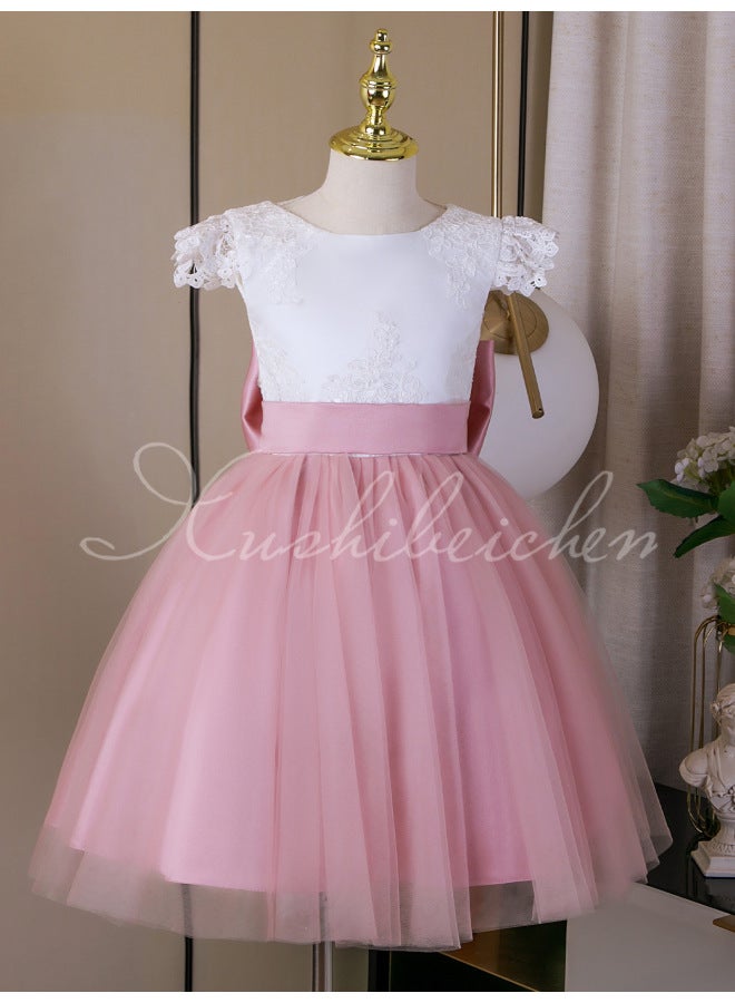 Pink Export Kidsren's Dress Princess Dress Flower Girl Wedding Little Girl Dress First Birthday Princess Dress Autumn