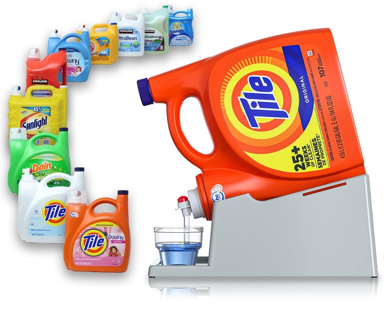 TidyFriend Laundry Detergent Holder Stand Organizer with Drip Tray Laundry Detergent Stand with NonSlip Rubber Feet for Washing Space Organization Angled Downward Slope for Easy Pouring Grey