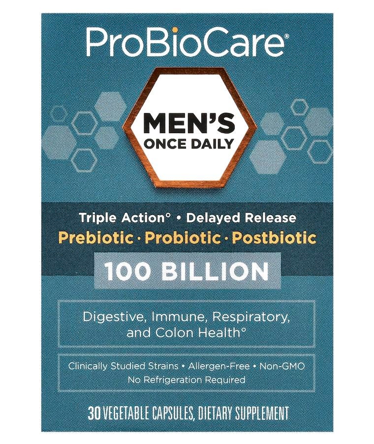 Men's Once Daily Prebiotic Probiotic Postbiotic 100 Billion 30 Vegetable Capsules