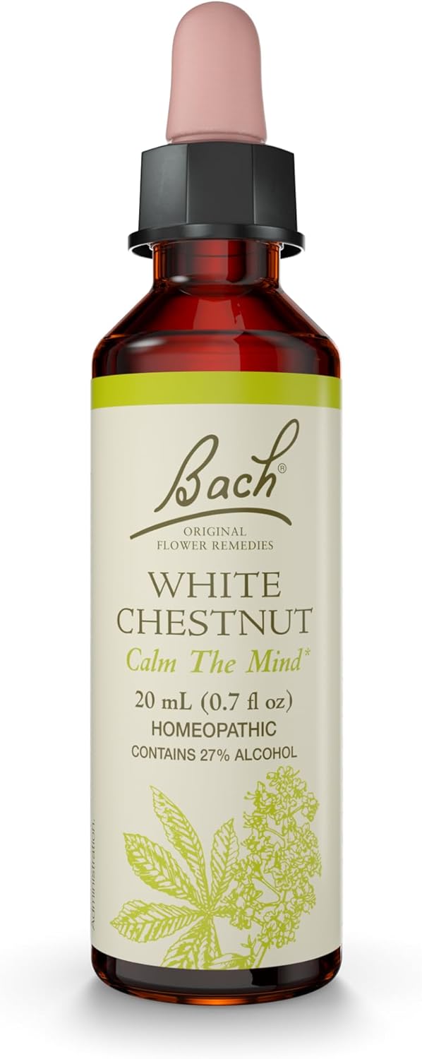 Bach Bach Original Flower Remedies, White Chestnut - Calm The Mind - Natural Homeopathic Flower Essence for Emotional Balance - Vegan, Gluten Free, Sugar Free - 20mL Dropper 