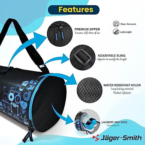 Jager_Smith Jager-Smith GB 500 Multipurpose Gym Bag with Shoe Compartment (Black, Blue) - Image 4