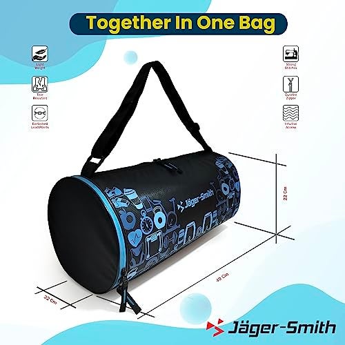 Jager_Smith Jager-Smith GB 500 Multipurpose Gym Bag with Shoe Compartment (Black, Blue) - Image 3