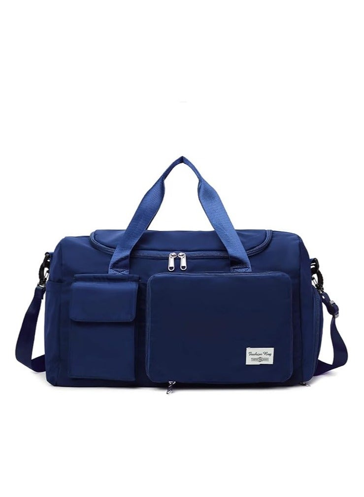 Womens Travel Bag Duffel Bag, Lightweight Double Shoulder Strap&Capacity Sports Tote Gym Bag,Weekender Overnight Bag with Wet Pocket for Women (Navy Blue) - Image 1
