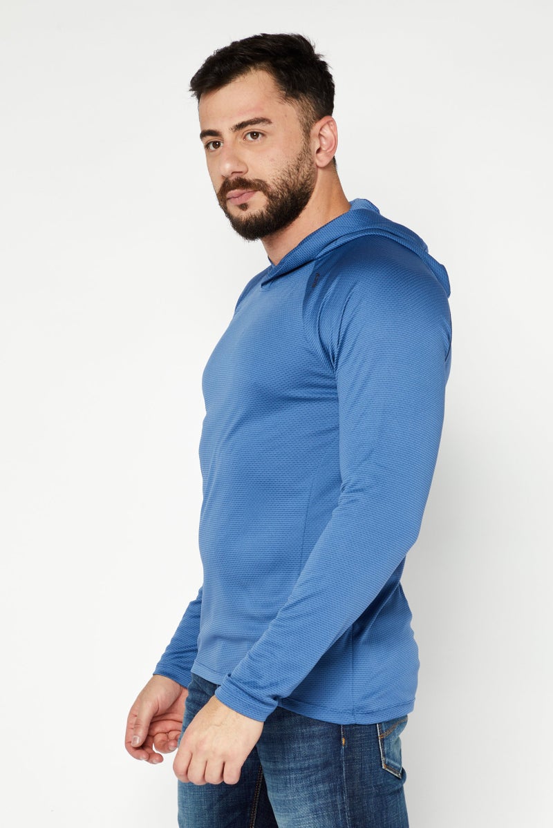 Alive Men Sportswear Fit Long Sleeve Outdoor Hoodie, Blue - Image 3
