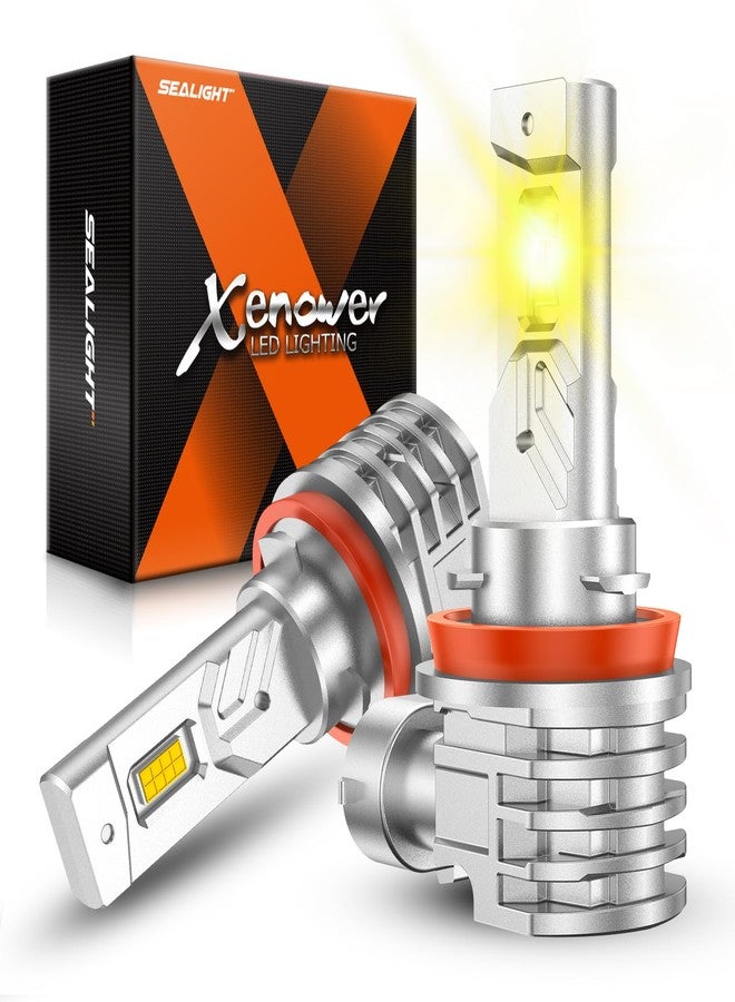 الختم مصابيح ضباب LED صفراء من SEALIGHT H8/H11، بقوة 16000 لومن، مصابيح ضباب LED صفراء كهرمانية H8/H16 فائقة السطوع، سطوع أعلى بنسبة 1000%، سهلة التركيب والتشغيل، عبوة من قطعتين - Image 1