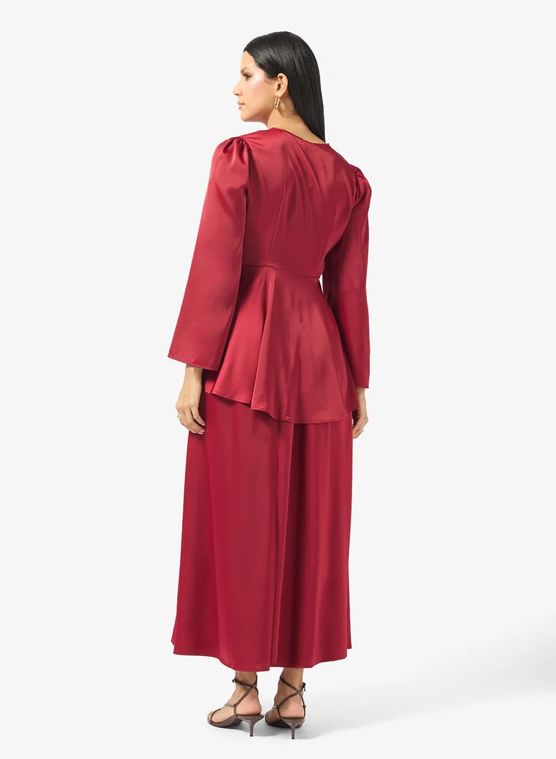 خزانة Longline Peplum Top & Skirt Set