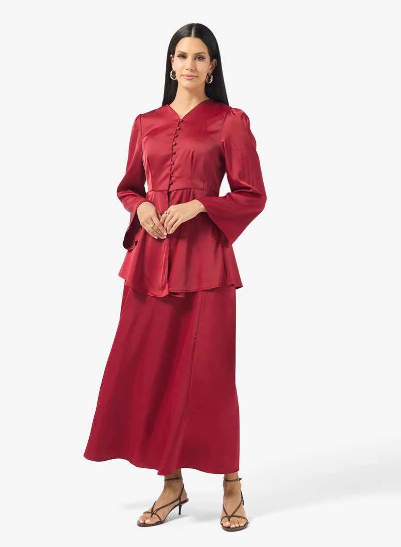Khizana  Longline Peplum Top & Skirt Set for Women | Best Price UAE