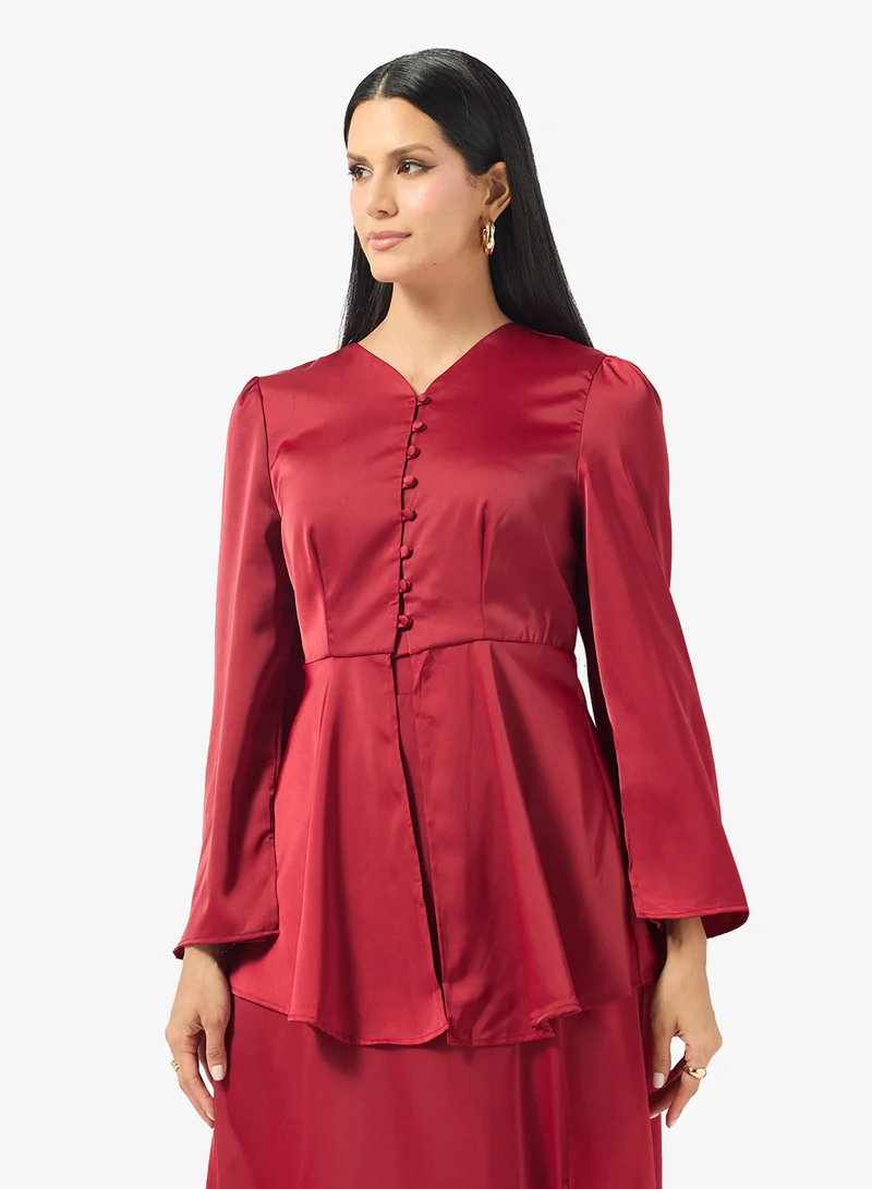 Khizana  Longline Peplum Top & Skirt Set for Women | Best Price UAE