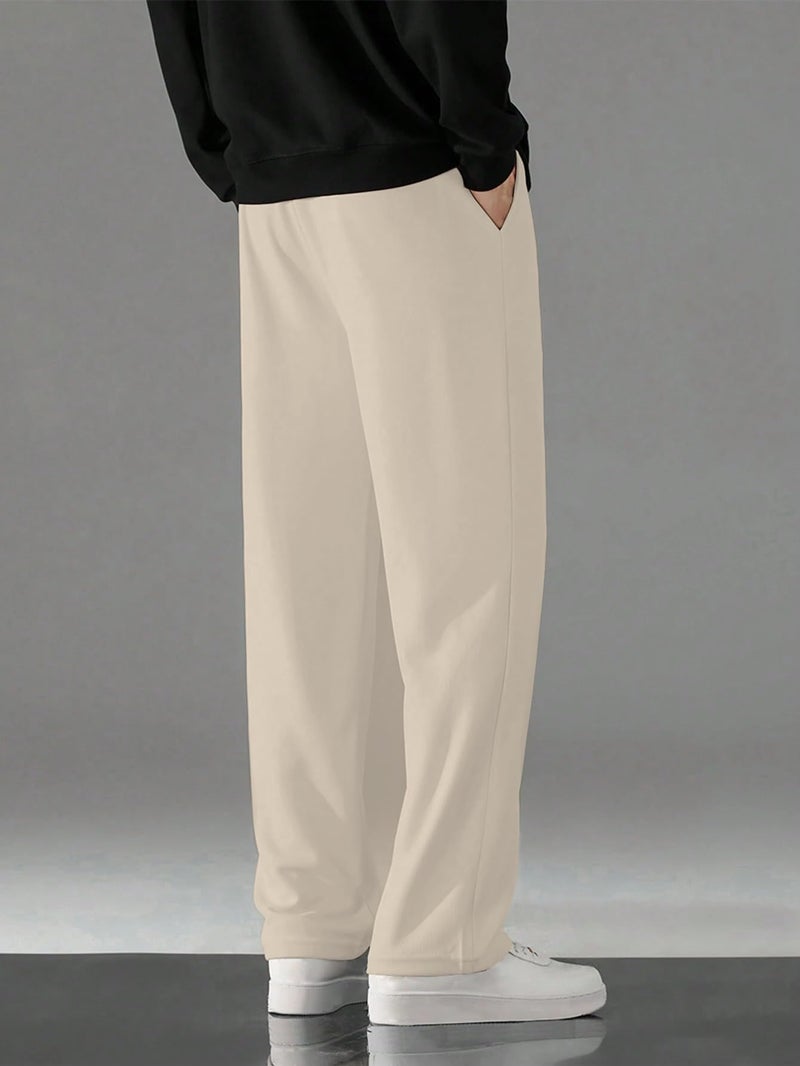 KAJARU Casual Straight Leg Trousers for Men, Drawstring Waist (in, Alpha, 2XL, OFFWHITE) - Image 3