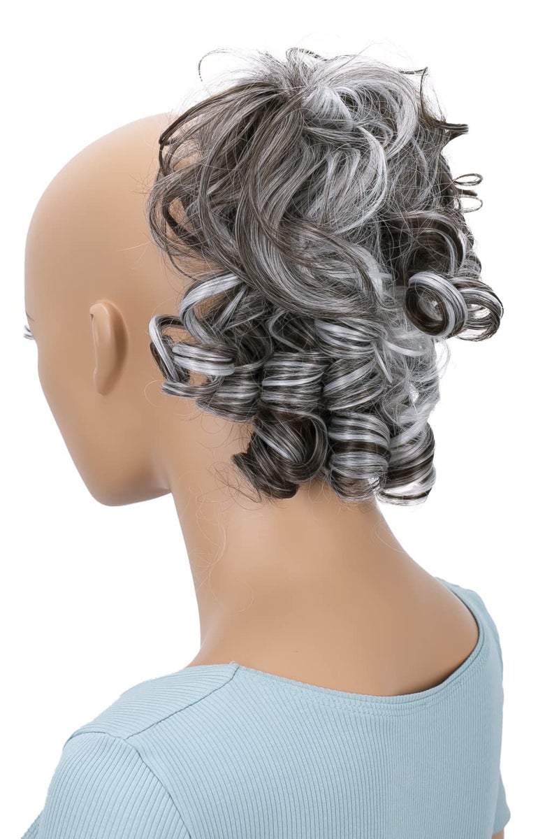 CAISHA Jumbo Hairpiece Scrunchy Updo Voluminous Curly Messy Bun Brown Gray Mix G14L