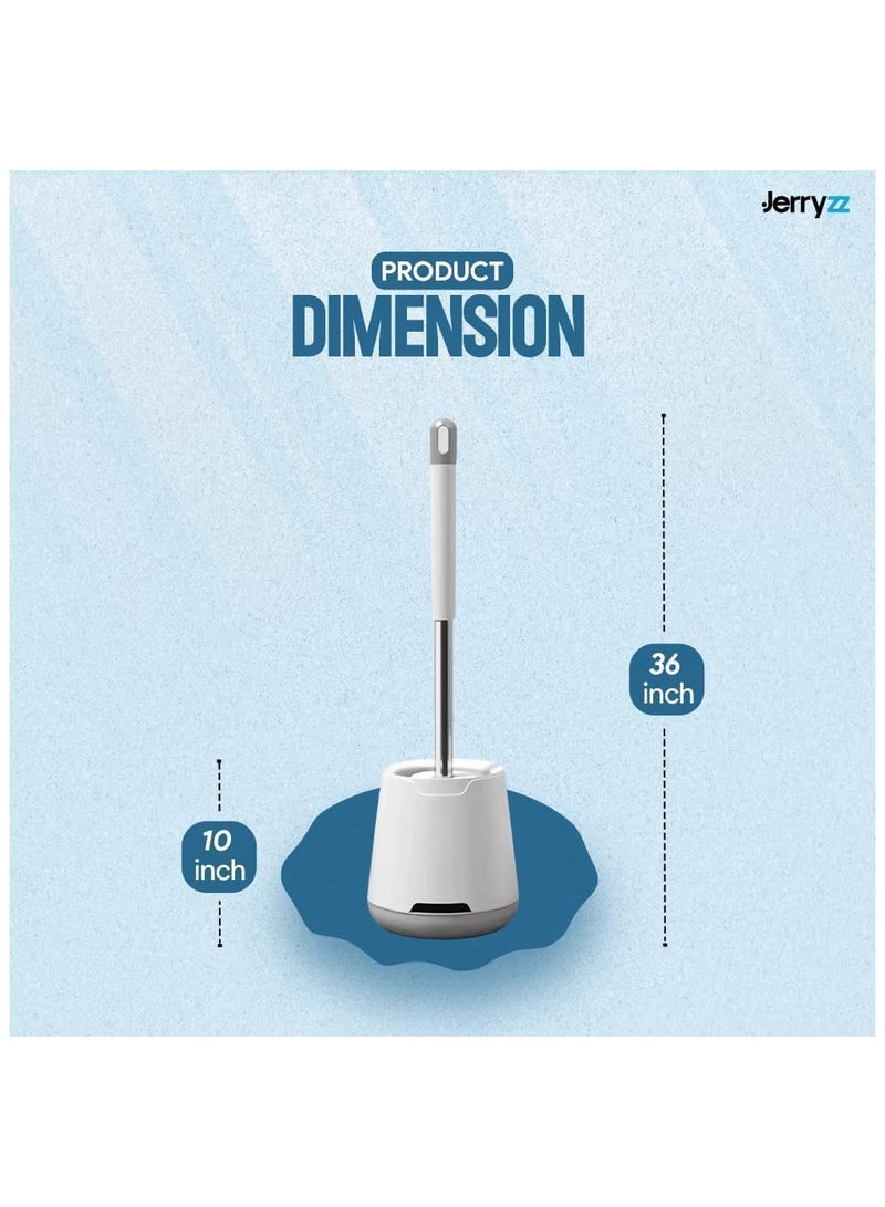 NANAO طقم فرشاة مرحاض وحامل 2 قطعة، فرشاة تنظيف مرحاض سيليكون لتنظيف عميق لوعاء المرحاض مع حامل مهوى ومقبض طويل للحمام، فرشاة تنظيف مرحاض قائمة على الأرض - Image 2