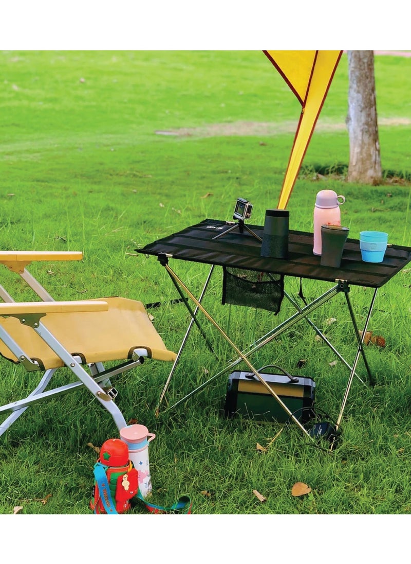 GREEN LION Outdoor Foldable Table /Camping Friendly / Mesh Pockets / 25 kg Load / Simple Transport and Storage for Traveling / Camping Table / Oxford Fabric- Black  - Image 2