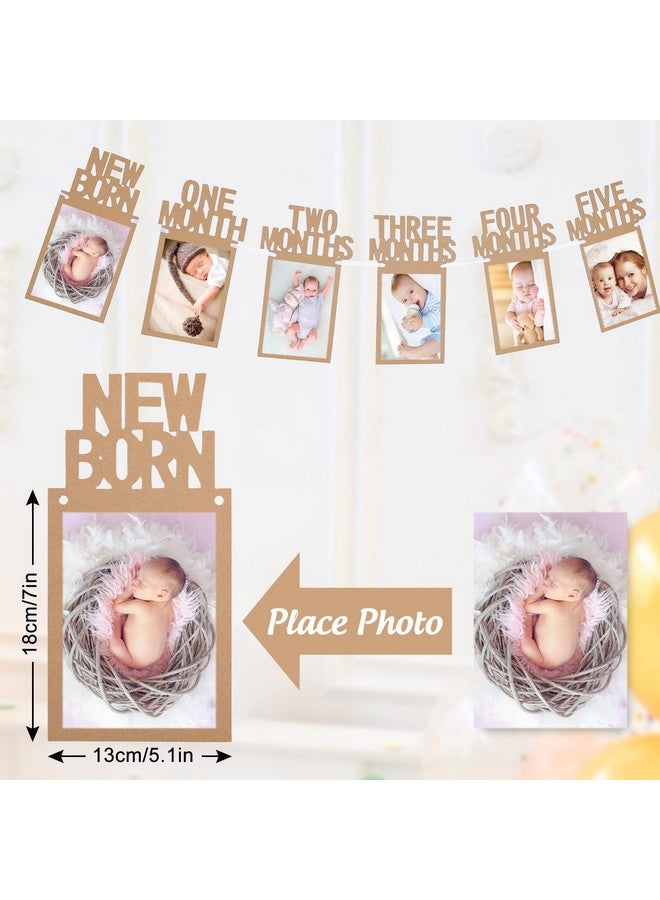 Whaline 1st Birthday Baby Photo Banner for Newborn to 12 Months, Monthly Milestone Photograph Bunting Garland, First Birthday Celebration Decoration (Kraft) - Image 2