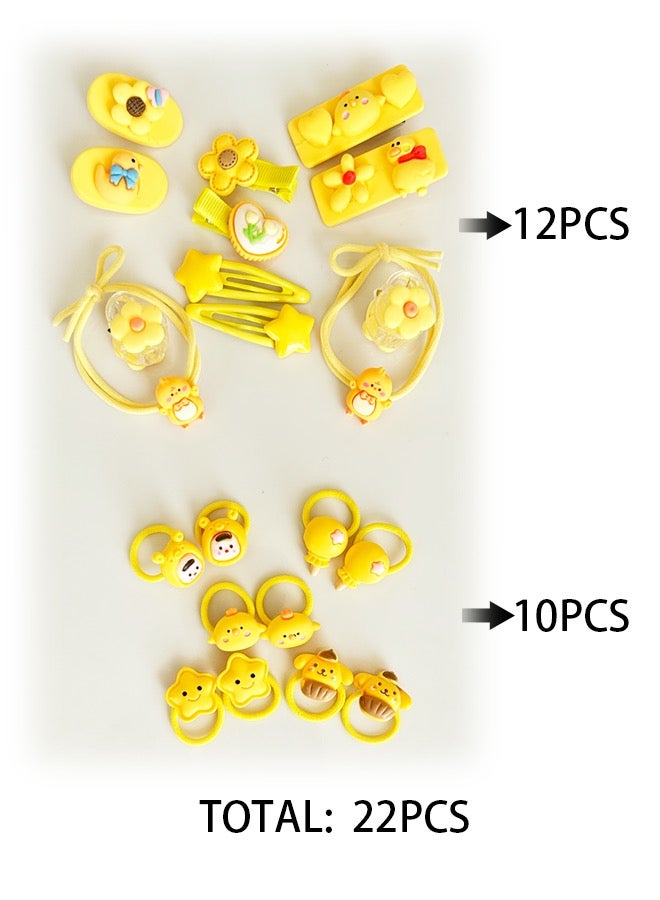 Generic 22-Piece Kids Headwear Set  Elastics  Clips  Accessories Yellow Color - Image 2