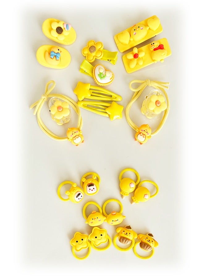 Generic 22-Piece Kids Headwear Set  Elastics  Clips  Accessories Yellow Color - Image 1