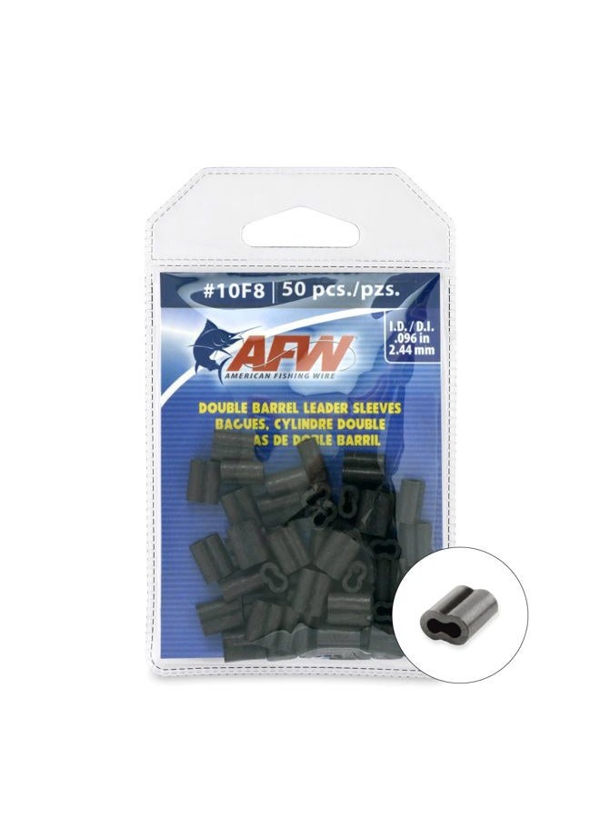 American Fishing Wire AFW Double Barrel Crimp Sleeves, Size #10F8/.096", Black, 50 pc - Image 1