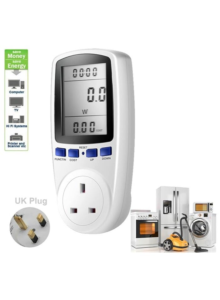 جهاز مراقبة استهلاك الكهرباء، مقياس طاقة متعدد الوظائف، جهاز مراقبة الطاقة، المملكة المتحدة، مقياس استهلاك الطاقة القابل للتوصيل، جهاز مراقبة الطاقة، محلل واط و kWh مع شاشة LCD للاستخدام المنزلي والفنادق - Image 4
