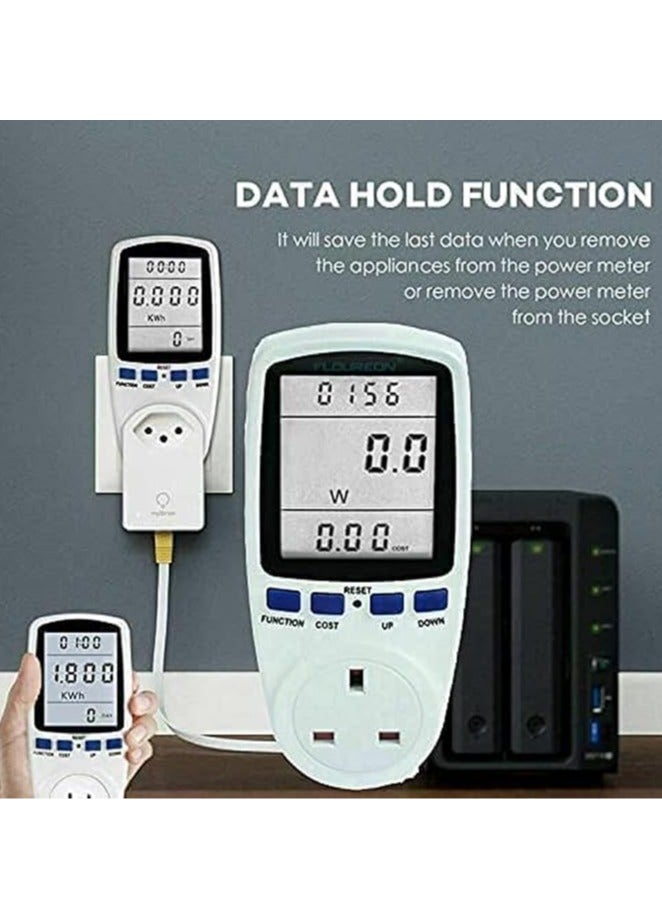 جهاز مراقبة استهلاك الكهرباء، مقياس طاقة متعدد الوظائف، جهاز مراقبة الطاقة، المملكة المتحدة، مقياس استهلاك الطاقة القابل للتوصيل، جهاز مراقبة الطاقة، محلل واط و kWh مع شاشة LCD للاستخدام المنزلي والفنادق - Image 2