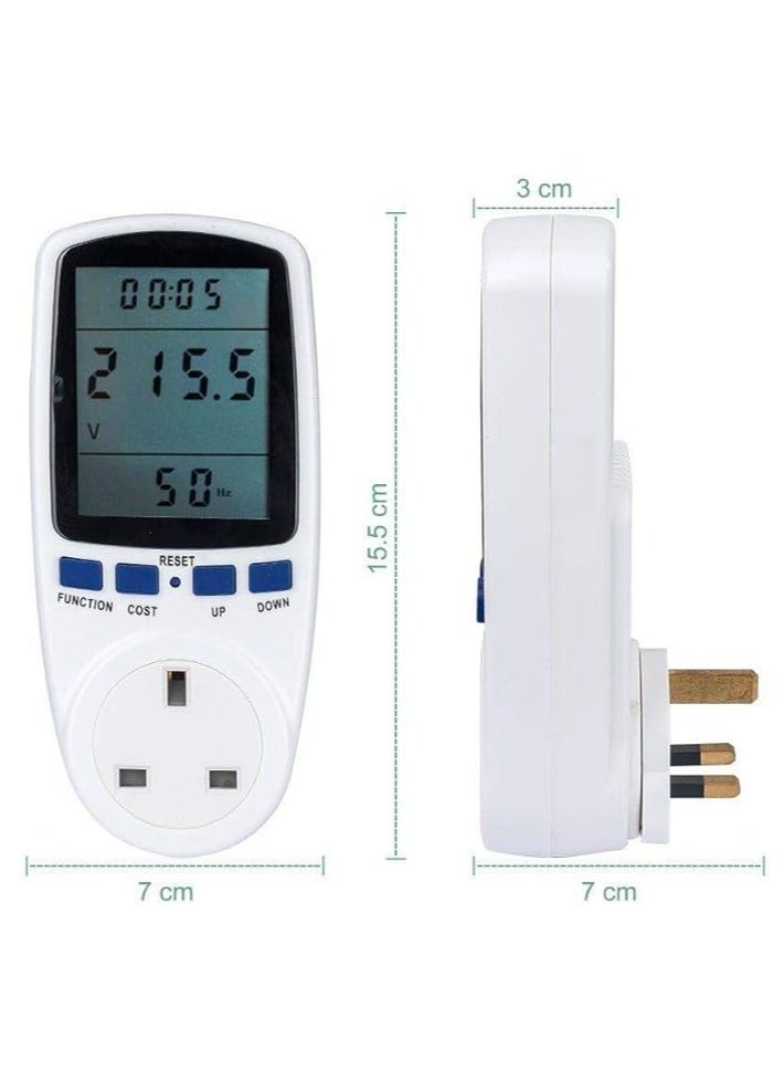 جهاز مراقبة استهلاك الكهرباء، مقياس طاقة متعدد الوظائف، جهاز مراقبة الطاقة، المملكة المتحدة، مقياس استهلاك الطاقة القابل للتوصيل، جهاز مراقبة الطاقة، محلل واط و kWh مع شاشة LCD للاستخدام المنزلي والفنادق - Image 5