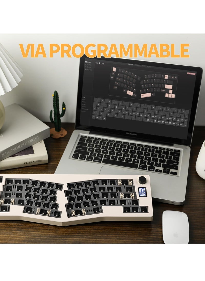Generic - CIDOO ABM066 Barebones Kit, Alice-layout VIA-programmable Hot Swappable Bluetooth/2.4Ghz/Type-C Connectivities, with TFT-LCD Screen and Rotary Knob, Hot Swappable, NKRO, RGB Backlight, for Win/Mac - Image 1