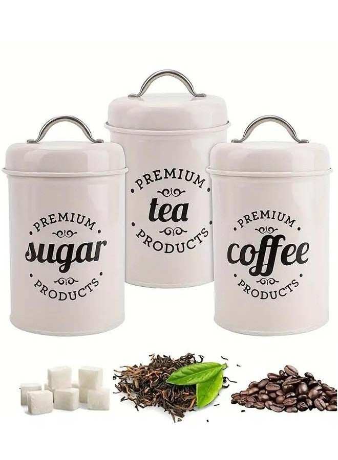 مجموعة من 3 حاويات تخزين محكمة الغلق للمطبخ مع أغطية، وعلب قهوة وسكر، وحاويات تخزين وحاويات طعام وحاويات مطبخ (18×10.1 سم، عبوة من 3 قطع) - Image 1