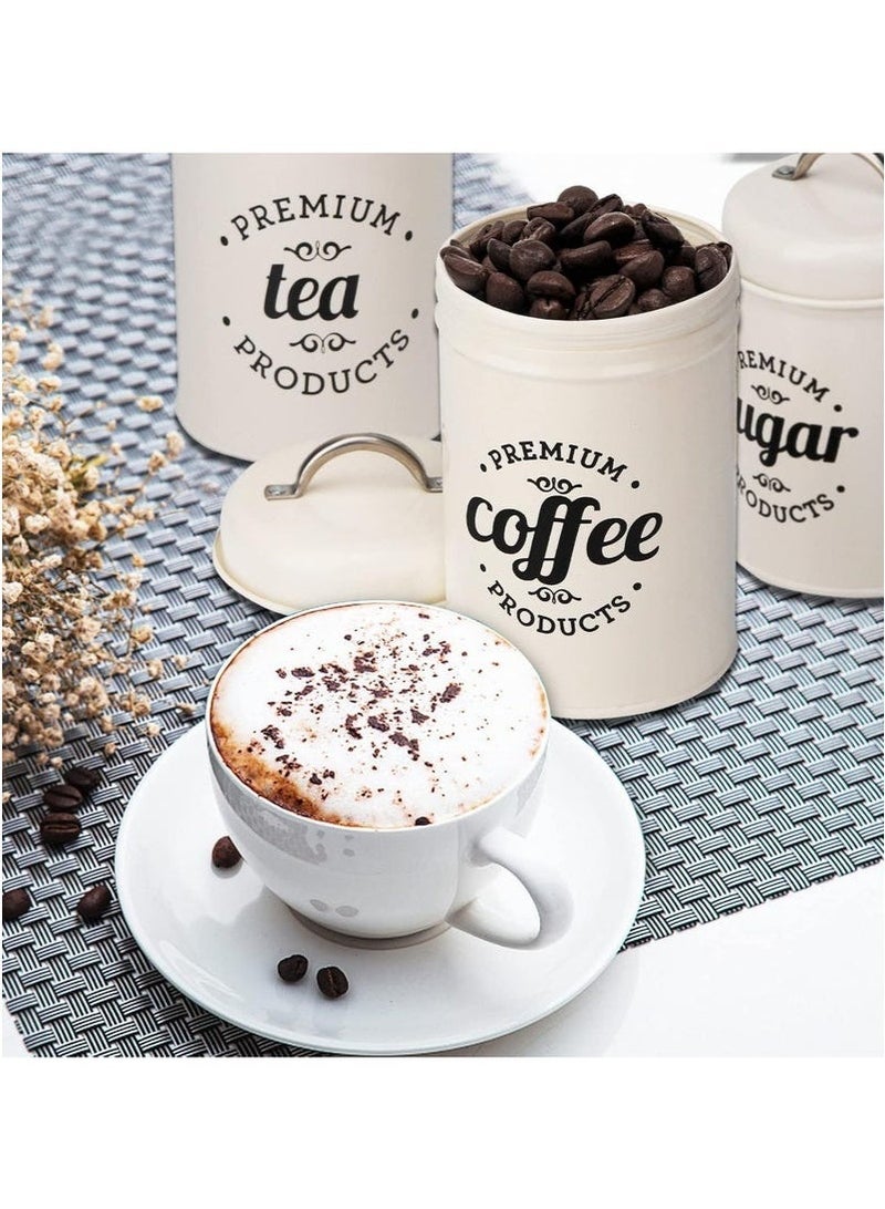 مجموعة من 3 حاويات تخزين محكمة الغلق للمطبخ مع أغطية، وعلب قهوة وسكر، وحاويات تخزين وحاويات طعام وحاويات مطبخ (18×10.1 سم، عبوة من 3 قطع) - Image 3